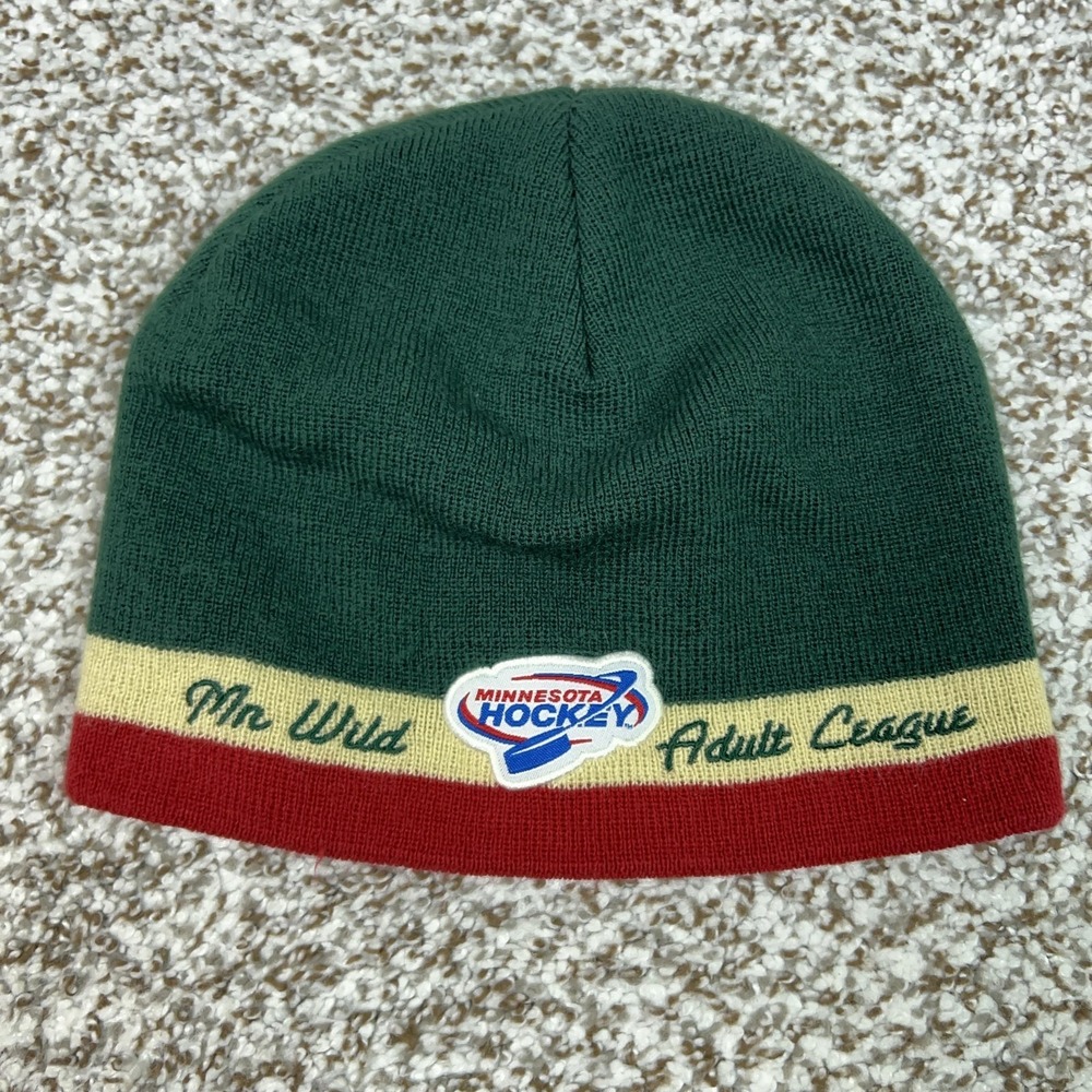 Minnesota Wild Hat Beanie Mens One Size‎ Green Red NHL Hockey Knit Winter Sports